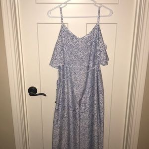 Motherhood Maternity Blue & White Mosaic Maxi